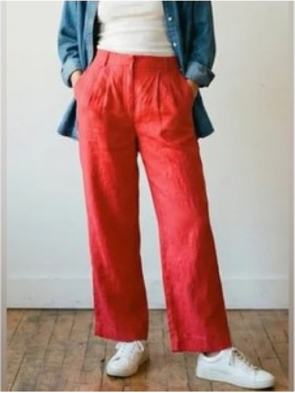 Abercrombie & Fitch Linen Wide Leg Pleated High Rise